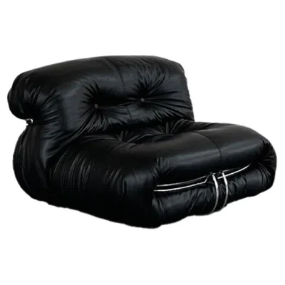Pre-owned Cassina Afra & Tobia Scarpa “soriana” Chair For , Black Leather, 1969