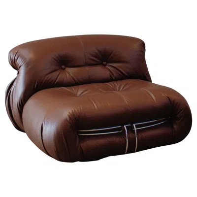 Pre-owned Cassina Afra & Tobia Scarpa "soriana" Easy Chair For , Brown Leather, 1969