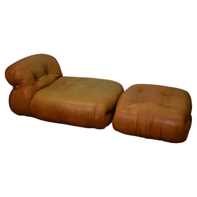 Pre-owned Cassina Afra And Tobia Scarpa Soriana Lounge Chair And Ottoman In Brown