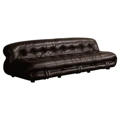 Pre-owned Cassina Afra & Tobia Scarpa “soriana” Sofa For , Brown Leather, 1969