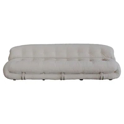 Pre-owned Cassina Afra & Tobia Scarpa “soriana” Sofa For , Ivory Bouclé, 1969 In White