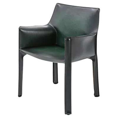 Pre-owned Cassina Bellini 413 Cab Chair In Dark Green Leather By