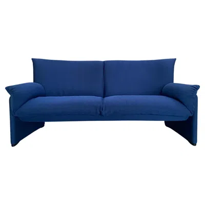 Pre-owned Cassina Blue "palmaria 709" 2-seater Sofa By Vico Magistretti For , Italy 1980