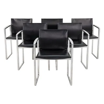 Pre-owned Cassina C. 2010s Eve Dining Chairs By Piero Lissoni For  In Leather In Black