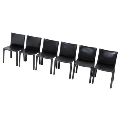Pre-owned Cassina Cab 412 Chairs By Mario Bellini For , Set Of Six In Black