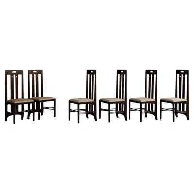 Pre-owned Cassina Charles Rennie Mackintosh “ingram” Dining Chairs For , 1981, Set Of 6 In Brown