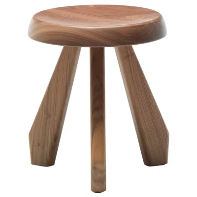 Pre-owned Cassina Charlotte Perriand Méribel Wood Stool By , Oak/walnut, Italy In Brown
