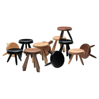 Pre-owned Cassina Charlotte Perriand Set Of Twelve Berger And Meribel Wood Stools By  In Brown
