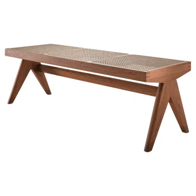 Pre-owned Cassina Civil Bench 057 By Pierre Jeanneret For , Mid-century Modern In Brown