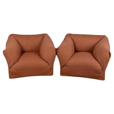 Pre-owned Cassina Coppia Di Poltrone Vintage Anni 70 "tentazione" Design Mario Bellini Per  In Brown