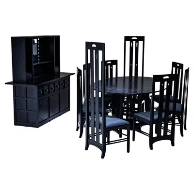 Pre-owned Cassina Dining Room Suite, Model Ingram, By C. R. Mackintosh, , Italy, 1970s/80s In Brown