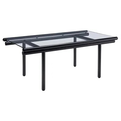 Pre-owned Cassina Dining Table 'capri' In Black Metal And Glass
