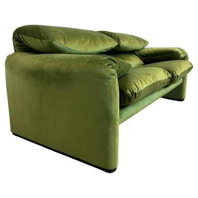 Pre-owned Cassina Divano Maralunga Di Vico Magistretti Per  2 Posti Velluto Verde In Brown
