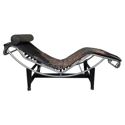 Pre-owned Cassina Early Lc4 Chaise Longue N° 3075 Original Pony Hide, Le Corbusier, , 1970s In Black