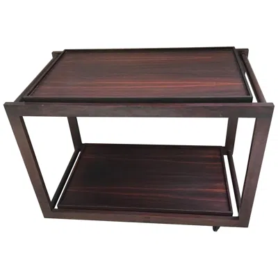 Pre-owned Cassina F.amedeo  1960 Movable Trolley With Removable Tray Rosewood Wood Italy In Brown