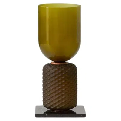 Pre-owned Cassina Ficupala Table Lamp: Marble Base & Blown Glass, Mid-century In Brown
