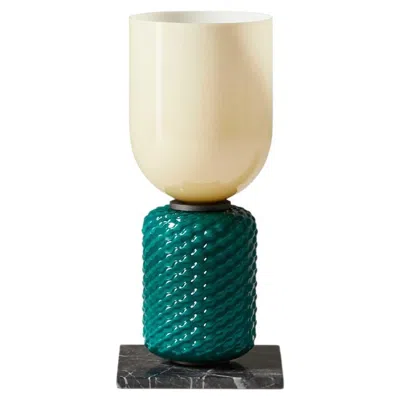 Pre-owned Cassina Ficupala Table Lamp: Marble Base & Blown Glass, Mid-century In Sand