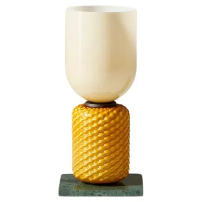 Pre-owned Cassina Ficupala Table Lamp: Marble Base & Blown Glass, Mid-century In Sand