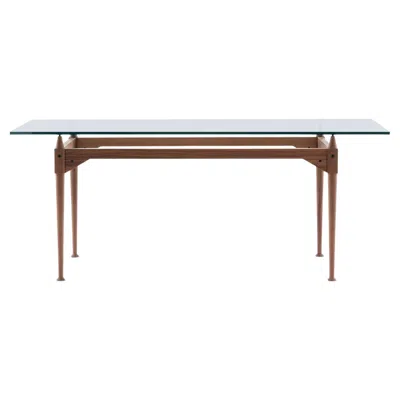 Pre-owned Cassina Franco Albini Tl3 Dining Table For , Glass & Wood, Italy, 2023 In Brown