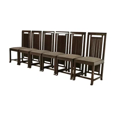 Pre-owned Cassina Frank Lloyd Wright Arts & Crafts Dark Cherry Wood Dining Chairs, Set Of Six In Brown