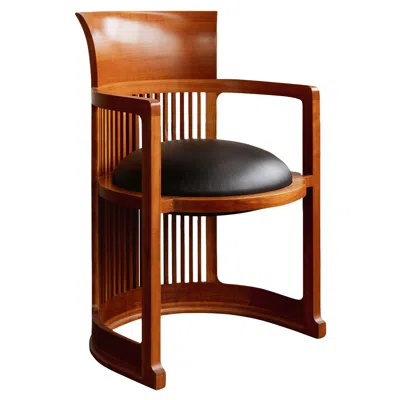 Pre-owned Cassina Frank Lloyd Wright "barrel" Chair For , Black Leather, 1937