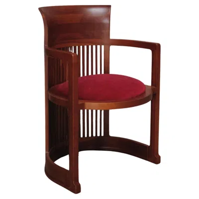 Pre-owned Cassina Frank Lloyd Wright "barrel" Chair For , Burgundy Velvet, 1937 In Red