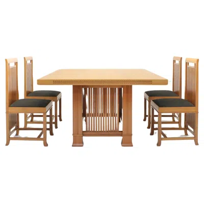 Pre-owned Cassina Frank Lloyd Wright Dining Set - Husser Table & 4 Coonley Chairs,  1992 In Brown