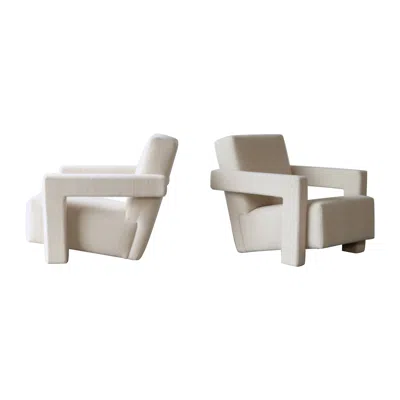 Pre-owned Cassina Gerrit Rietveld Utrecht Chairs, , Newly Upholstered In Pure Alpaca In Gray