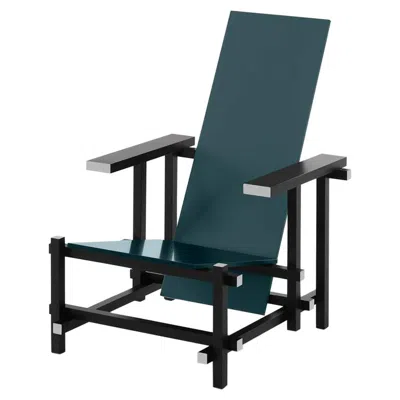 Pre-owned Cassina Gerrit Rietveld Zeilmaker Version Of Black Red And Blue Chair By