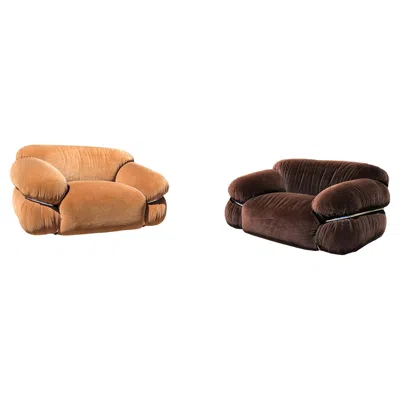 Pre-owned Cassina Gianfranco Frattini Alpaca Sesann Lounge Chair For , 1972, Set Of 2 In Brown