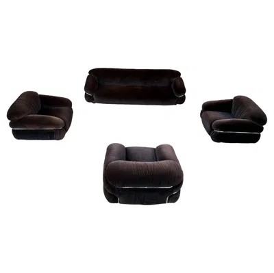 Pre-owned Cassina Gianfranco Frattini Brown Alpaca Velvet Sesann Living Room Set For , 1972