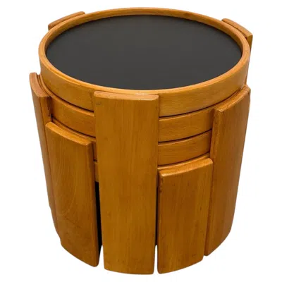 Pre-owned Cassina Gianfranco Frattini Model 780 Double-sided Nesting Tables For , 1960's In Brown