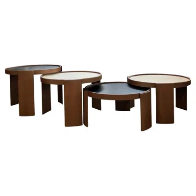 Pre-owned Cassina Gianfranco Frattini Nest Of 4 Tables In Stained Walnut In Brown
