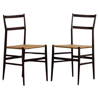 Pre-owned Cassina Gio Ponti 699 “superleggera” Dining Chairs For , 1957, Set Of 2 In Brown
