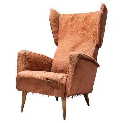 Pre-owned Cassina Gio Ponti Armchair 820 For Hotel Royal Napoli In Wood And Fabric, Italy, 1953 In Brown