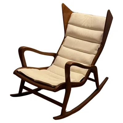 Pre-owned Cassina Gio Ponti Mod 572 Rocking Chair By , Hand-carved Ash, 1955 In Brown