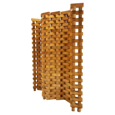 Pre-owned Cassina Handcrafted Poplar Wood Screen/room Divider In Brown