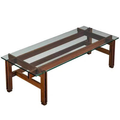 Pre-owned Cassina Ico Parisi For  '751' Coffee Table In Dark Wood And Glass In Brown