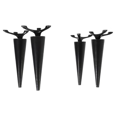 Pre-owned Cassina Isao Hosoe Model Oskar Or Oscar Leather Table 3d Model Legs - Set Of Fou In Black