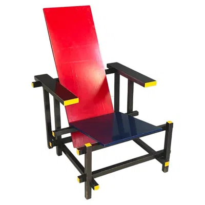 Pre-owned Cassina Italian Bauhaus Armchair Red And Blue By Rietveld 1st Production  1971
