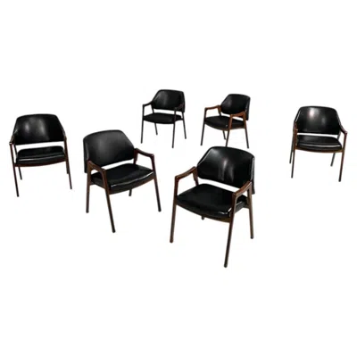 Pre-owned Cassina Italian Mid-century Modern Chairs 814 By Ico And Luisa Parisi For , 1960s In Brown