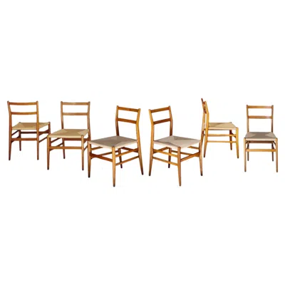 Pre-owned Cassina Italian Mid-century Modern Straw Wood Chairs Leggera By Ponti For , 1960s In Brown
