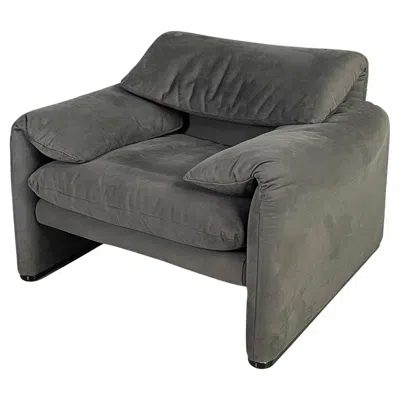 Pre-owned Cassina Italian Modern Armchair Maralunga By Vico Magistretti For , 1970s In Gray