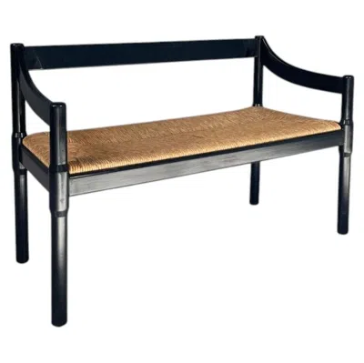 Pre-owned Cassina Italian Modern Bench Carimate By Vico Magistretti For , 1970s In Brown