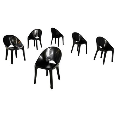 Pre-owned Cassina Italian Modern Chairs Lira Or Cab K5 By Mario Bellini Per , 1990s In Black