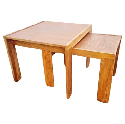 Pre-owned Cassina Italian Nesting Tables Model 777 By Afra & Tobia Scarpa For , Italy 60s In Brown
