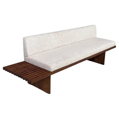 Pre-owned Cassina Italian Wood Fabric Bench Tokyo By Charlotte Perriand For , 1960s In Brown
