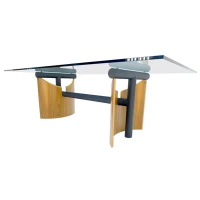 Pre-owned Cassina Large 48x90 Rectangle 3/4” Thick Glass Top Teak Base Modern Conference Table In Brown
