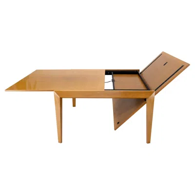 Pre-owned Cassina Large Square Flip Top Expandable Dining Conference Table Blond Birch In Brown