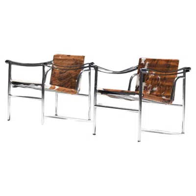 Pre-owned Cassina Lc 1 Set In Horse Skin - Le Corbusier, Jeanneret & Charlotte Perriand -  In Brown
